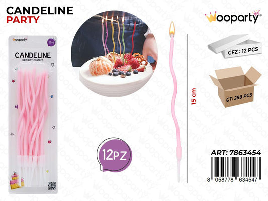 CANDELINE ROSA 12PCS 15CM /PZ DA 12**
