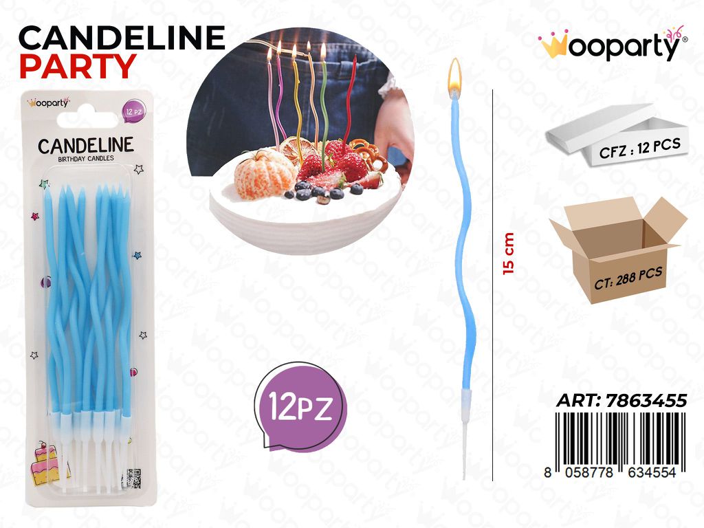 CANDELINE CELESTE 12PCS 15CM /PZ DA 12**