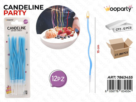 CANDELINE CELESTE 12PCS 15CM /PZ DA 12**