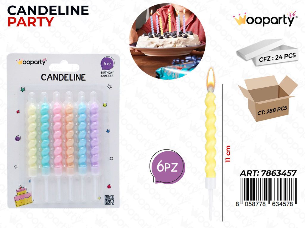 CANDELINE COL. ASS. 6PCS 11CM /PZ DA 24**