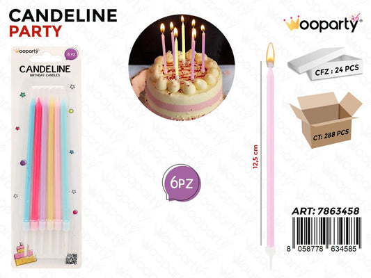 CANDELINE COL. ASS. 6PCS 12.5CM /PZ DA 24**
