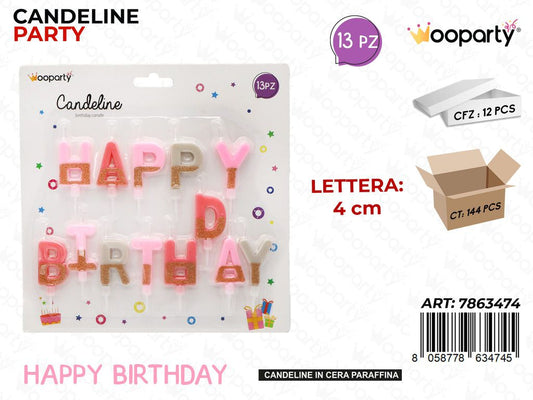 CANDELINE H.BIRTHDAY ROSA 13PCS 4CM /PZ DA 12**