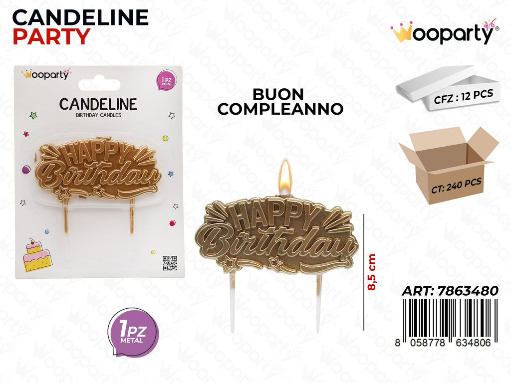 CANDELINE ORO METAL H. BIRTH. 8.5CM /PZ DA 12**