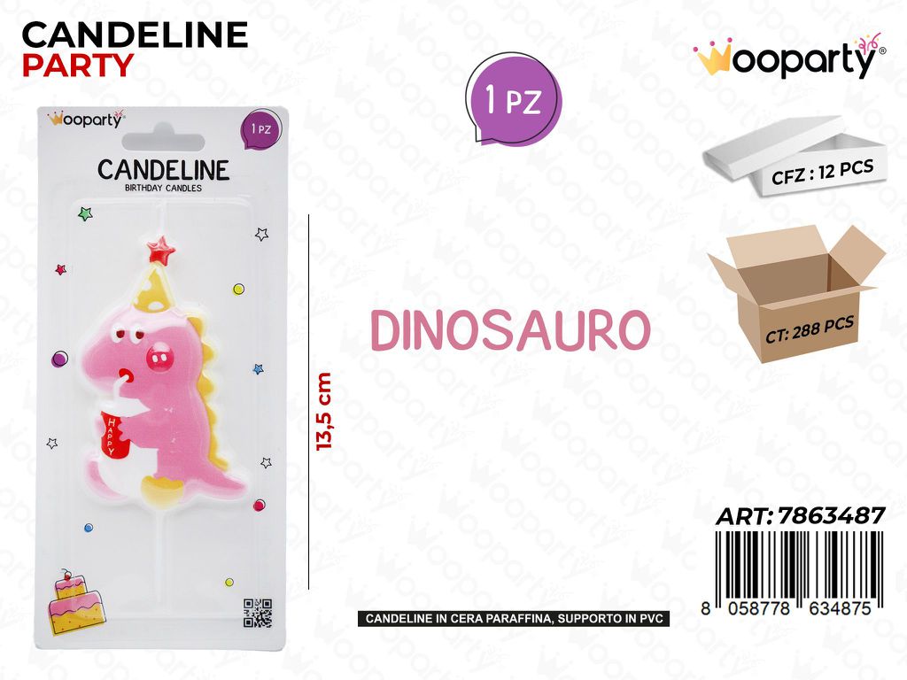 CANDELINE PARTY DINOSAURO 13.5CM /PZ DA 12**