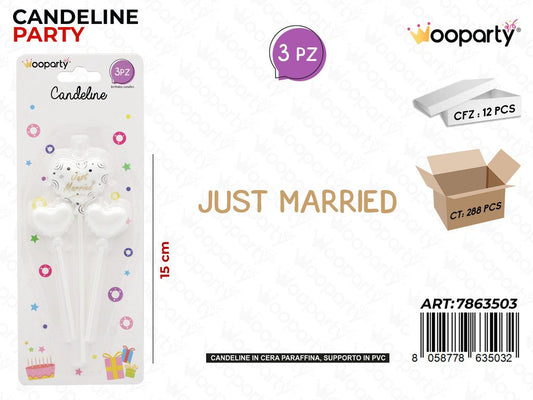 CANDELINE JUST MARRIED 3PCS 15CM /PZ DA 12**