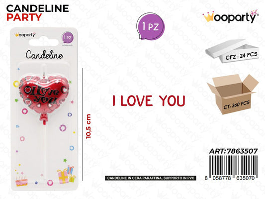 CANDELINE I LOVE YOU 10.5CM /PZ DA 24**
