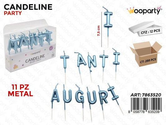 WOOPARTI CANDELINE T. AUGURI METAL 11PCS 7.5CM