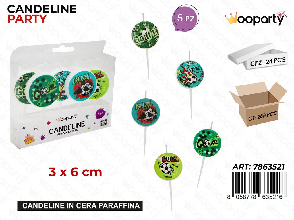 CANDELINE FOOTBALL 5PCS 3*6CM