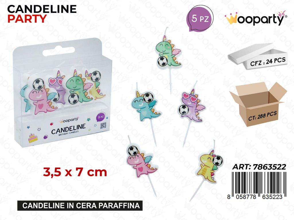 CANDELINE DINOSAURO 5PCS 3.5*7CM