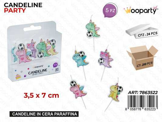 CANDELINE DINOSAURO 5PCS 3.5*7CM