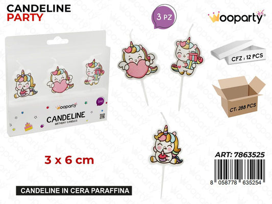 CANDELINE UNICORNO 3PCS 3*6CM