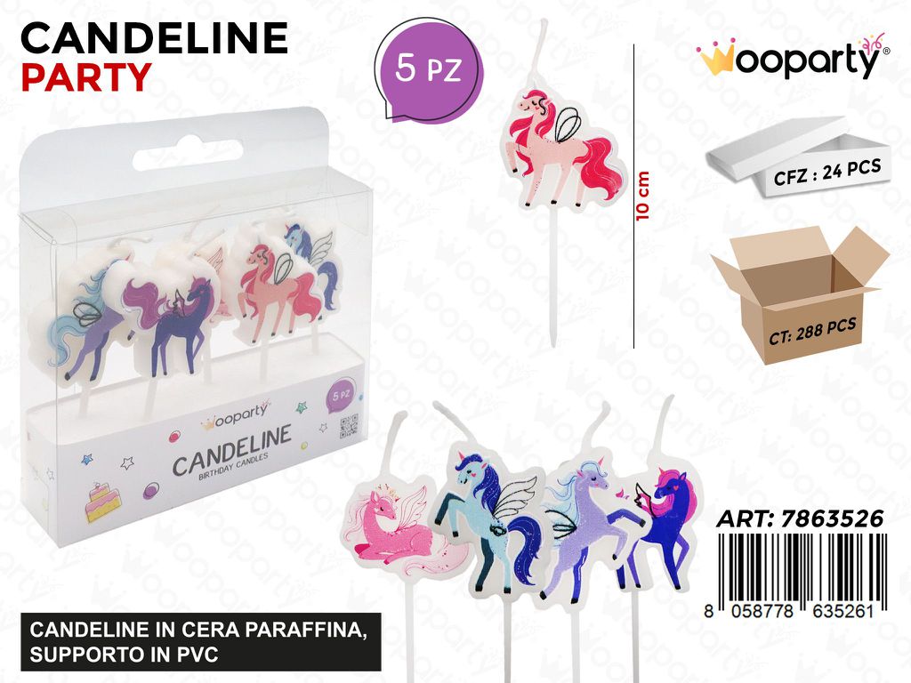 CANDELINE UNICORN 5PCS 10CM