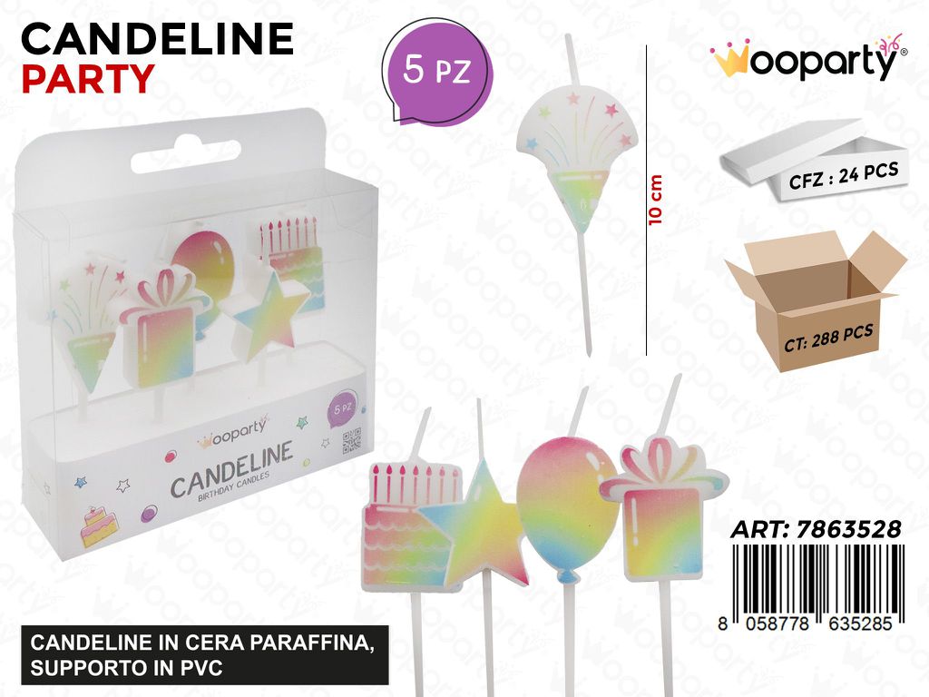 CANDELINE BIRTHDAY 5PCS 10CM