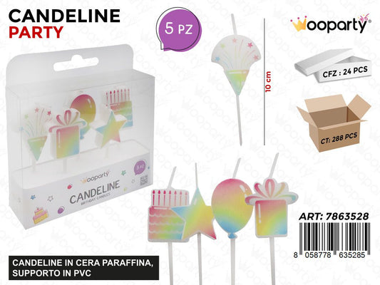 CANDELINE BIRTHDAY 5PCS 10CM