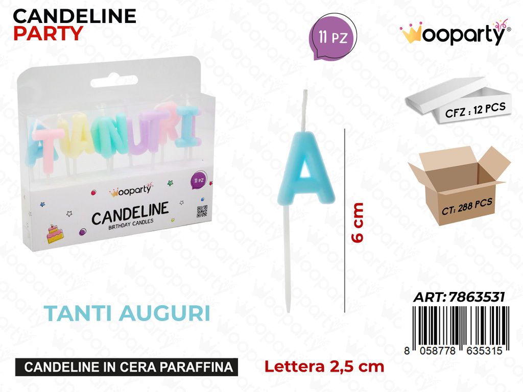 CANDELINE TANTI AUGURI 11PCS 6CM