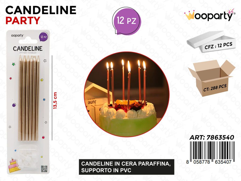 CANDELINE STELO ORO 12PCS 13.5CM