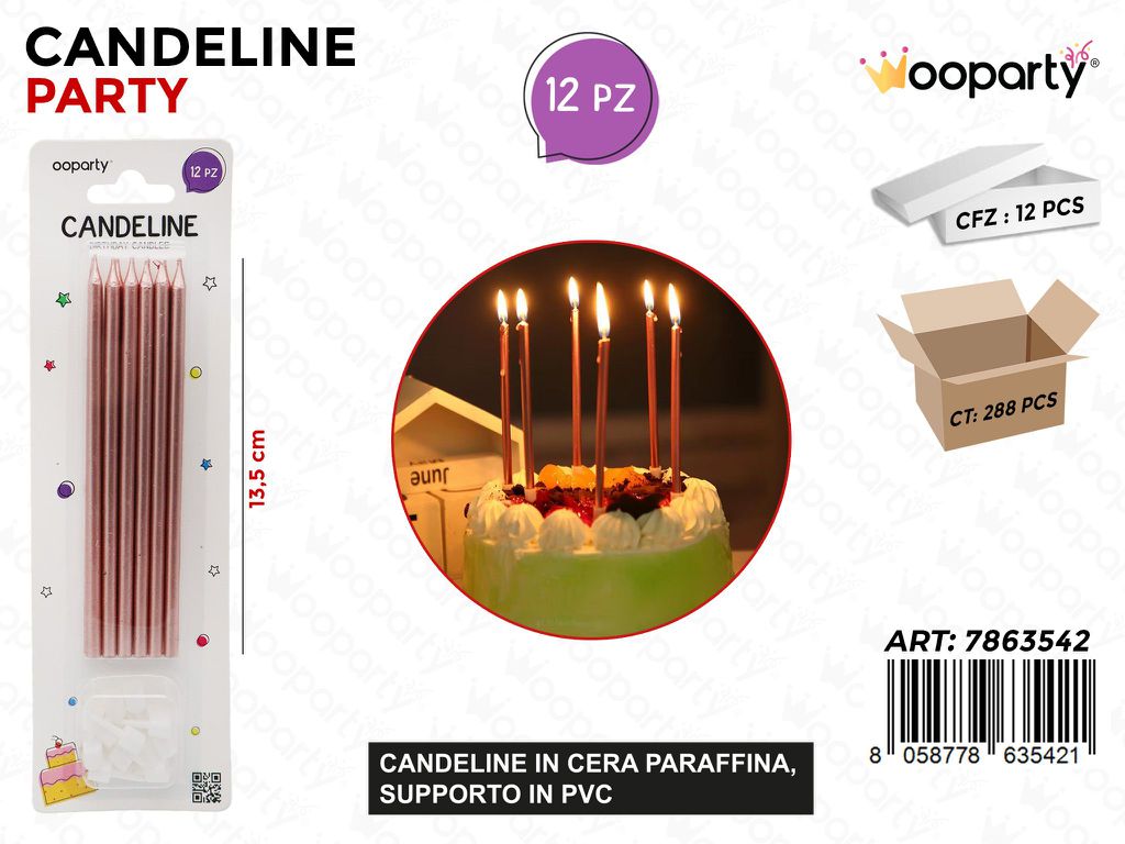 CANDELINE STELO ORO ROSA 12PCS 13.5CM