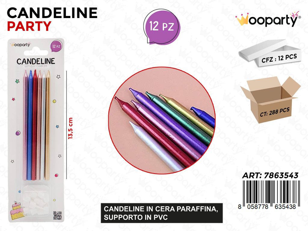 CANDELINE STELO MULTICOLOR 12PCS 13.5CM