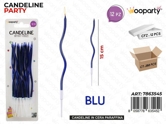 CANDELINE BLU 12PCS 15CM