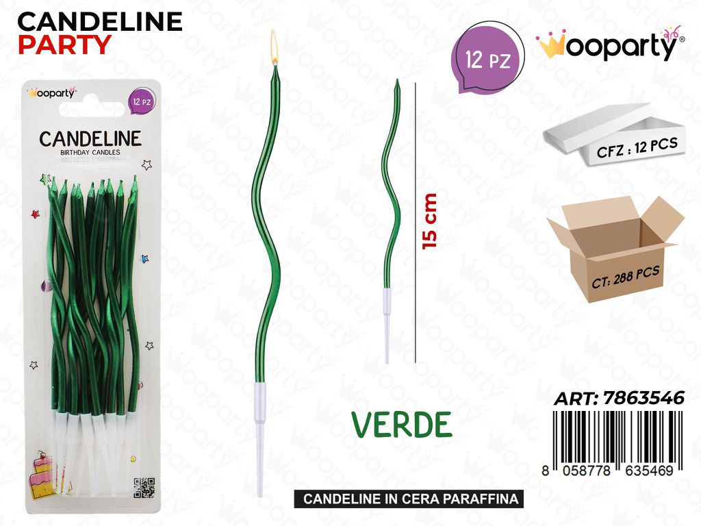 CANDELINE VERDE 12PCS 15CM