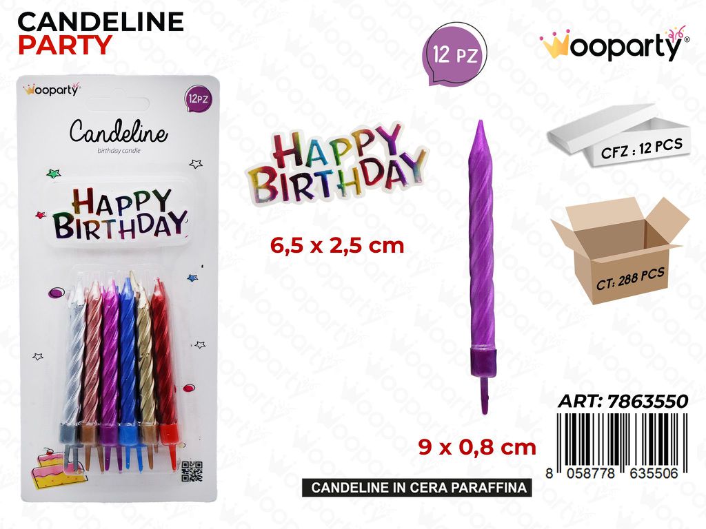 CANDELINE H. BIRTHDAY 12PCS ASS.