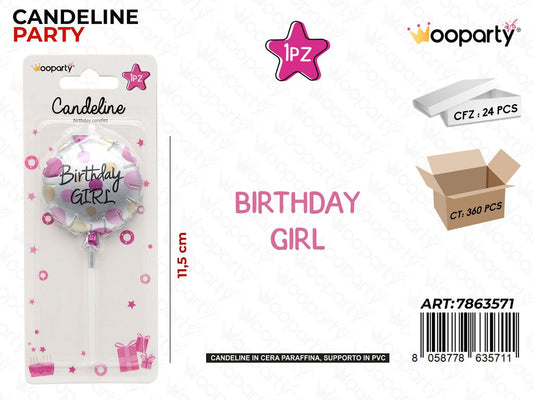CANDELINE BIRTHDAY GIRL 11.5CM /PZ DA 24**