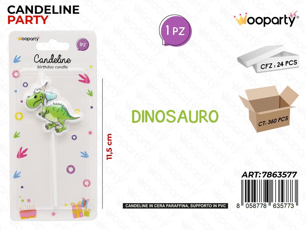 CANDELINE DINOSAURO 11.5CM /PZ DA 24**