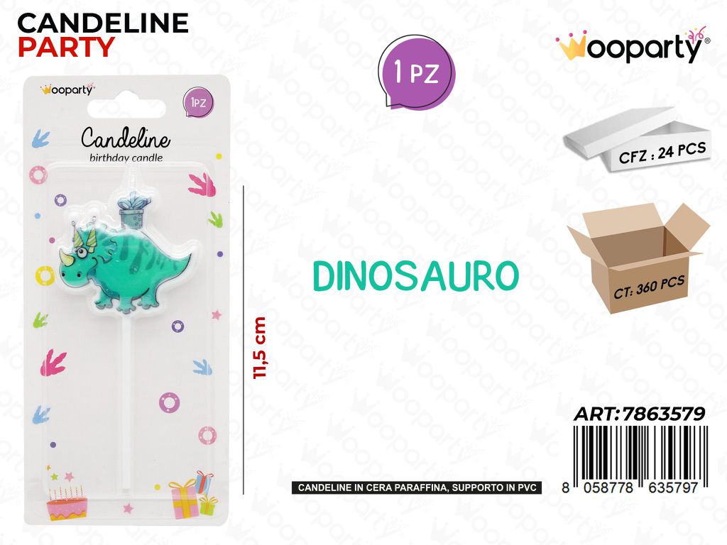 CANDELINE DINOSAURO 11.5CM /PZ DA 24**