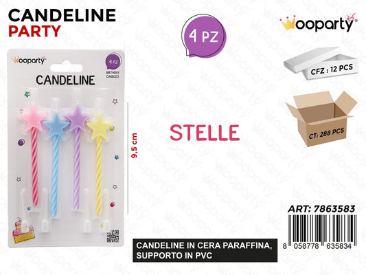 CANDELINE STELLE ASS. 4PCS 9.5CM /PZ DA 12**