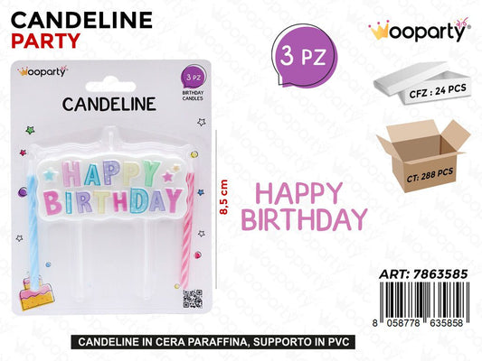CANDELINE H. BIRTHDAY 3PCS 8.5CM /PZ DA 24**