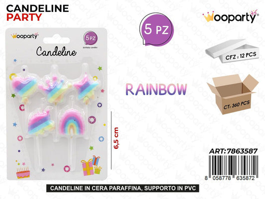 CANDELINE RAINBOW 5PCS 6.5CM /PZ DA 12**