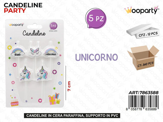 CANDELINE UNICORN 5PCS 7CM /PZ DA 12**