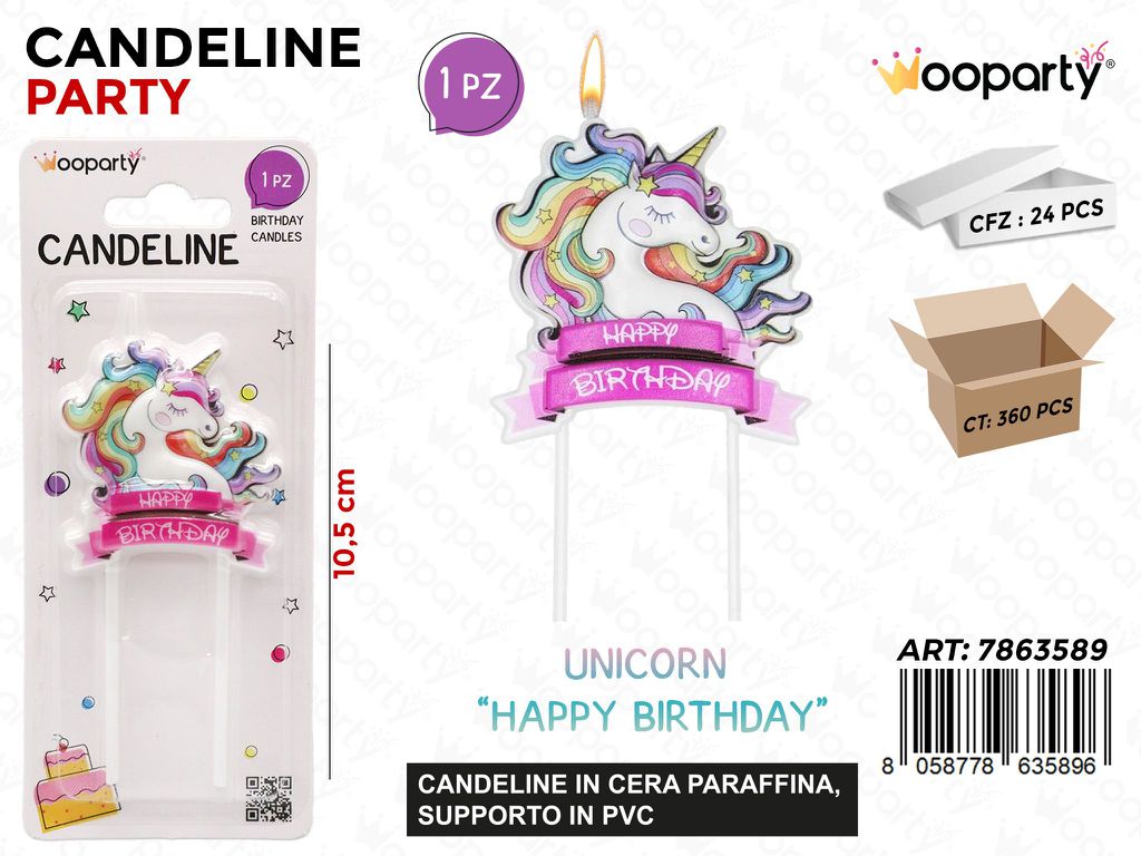 CANDELINE UNICORN H. BIRTHDAY 11CM/ PZ DA 24**
