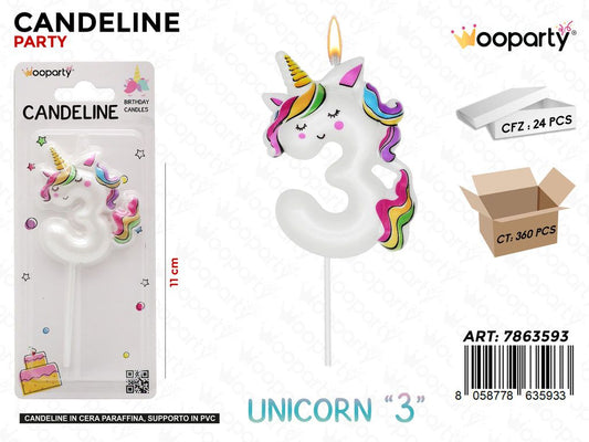 CANDELINE UNICORN N.3 11CM /PZ DA 24**
