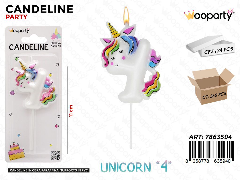 CANDELINE UNICORN N.4 11CM /PZ DA 24**