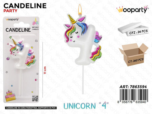 CANDELINE UNICORN N.4 11CM /PZ DA 24**