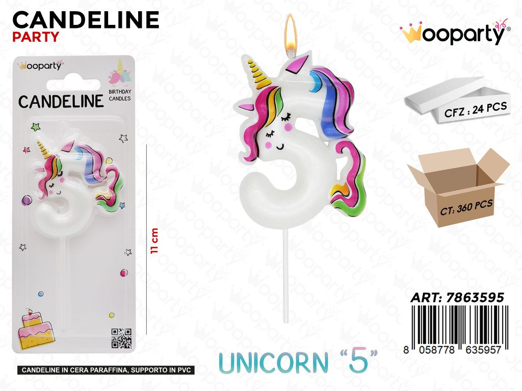 CANDELINE UNICORN N.5 11CM /PZ DA 24**