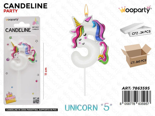 CANDELINE UNICORN N.5 11CM /PZ DA 24**