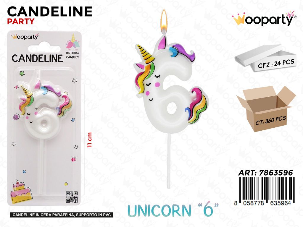 CANDELINE UNICORN N.6 11CM /PZ DA 24**