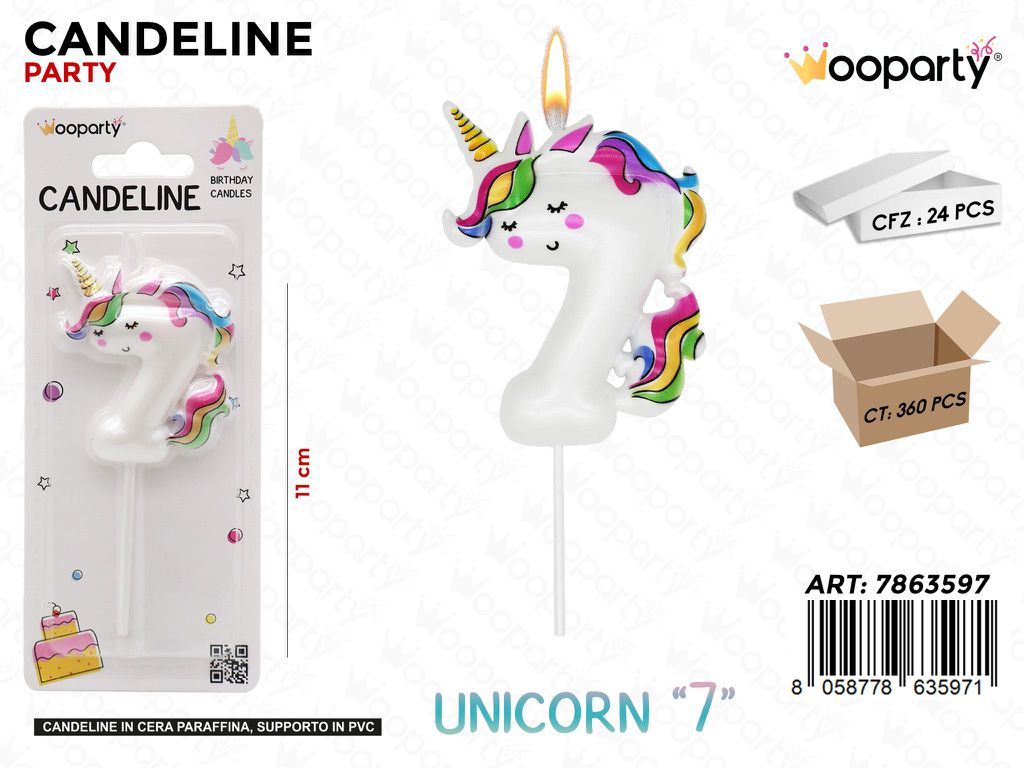 CANDELINE UNICORN N.7 11CM /PZ DA 24**