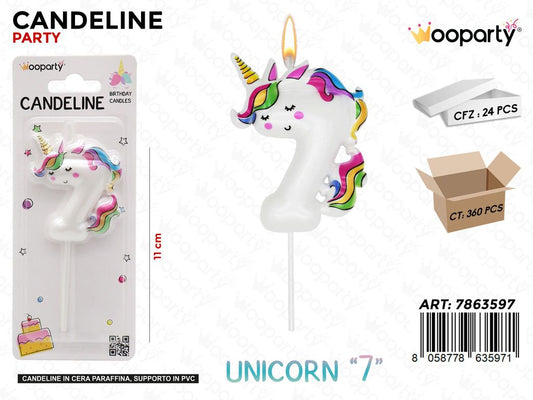 CANDELINE UNICORN N.7 11CM /PZ DA 24**