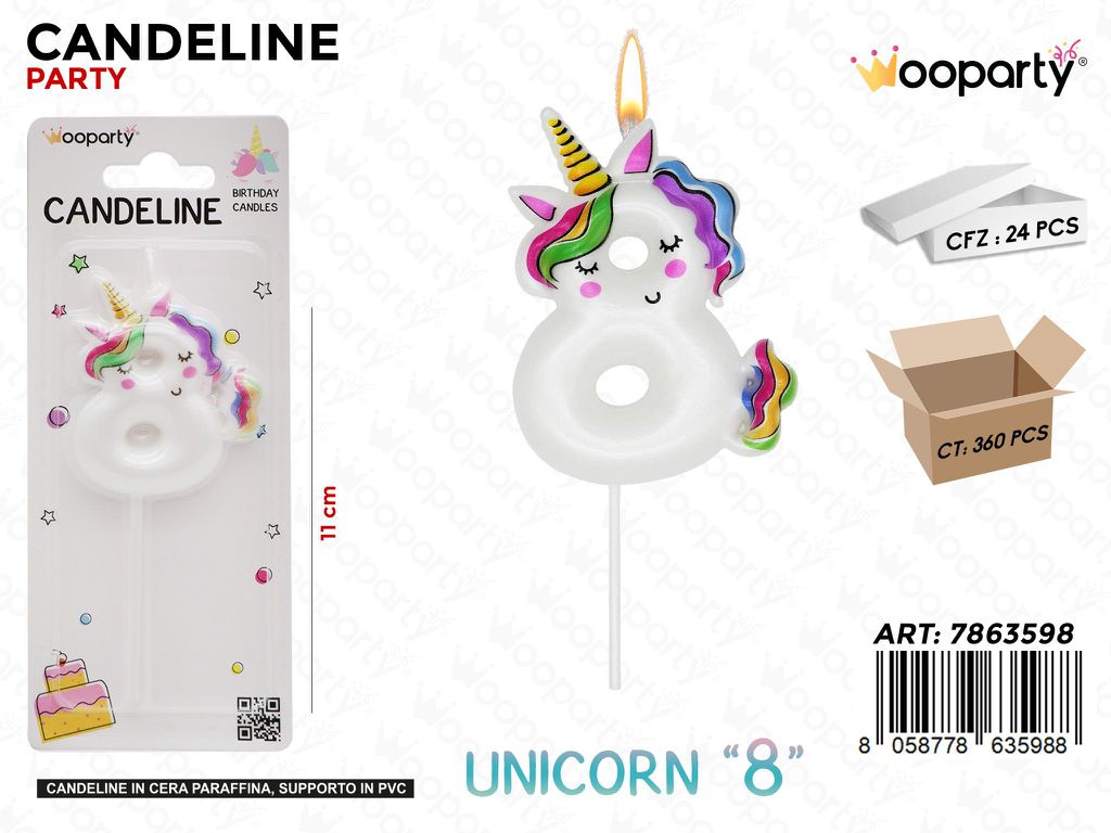 CANDELINE UNICORN N.8 11CM /PZ DA 24**