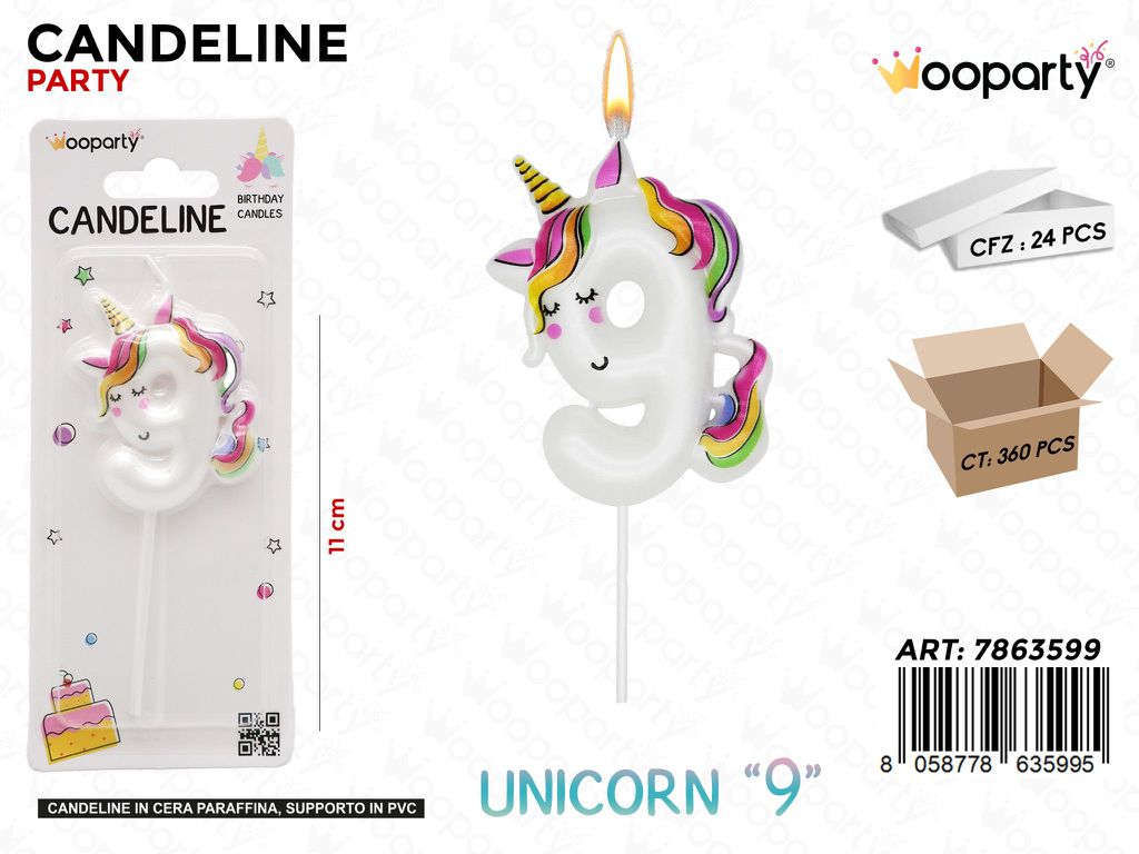 CANDELINE UNICORN N.9 11CM /PZ DA 24**