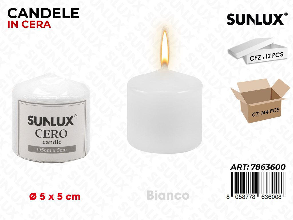 Sunlux Candela Moccolo Bianco D.5*5CM