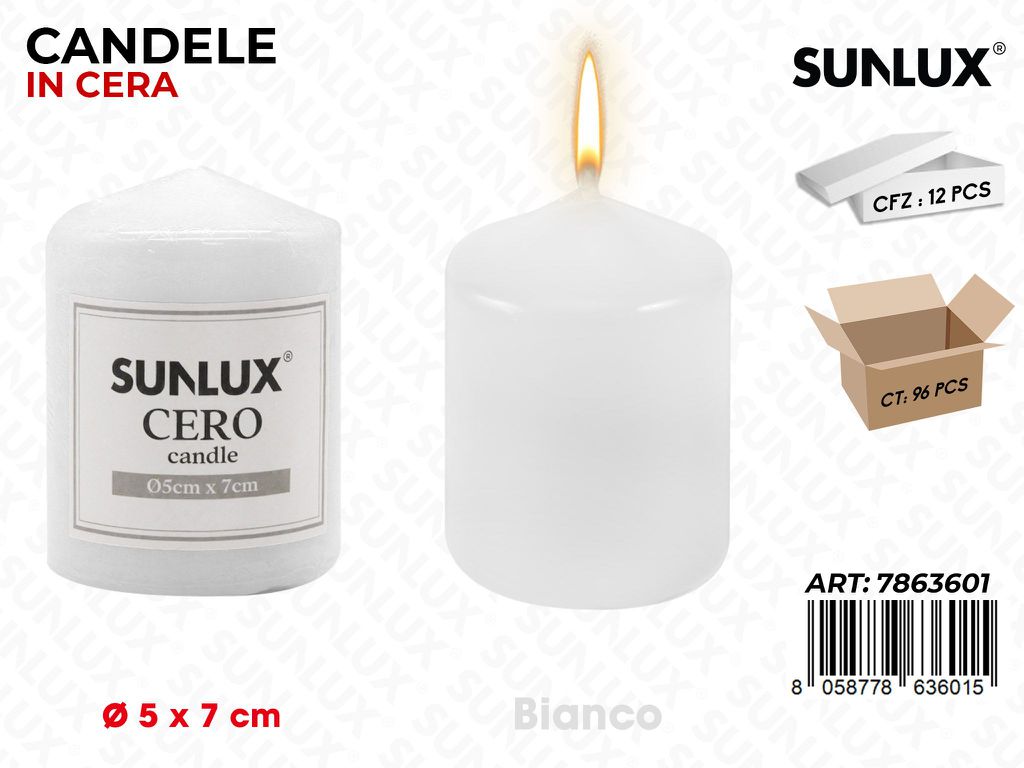 Sunlux Candela Moccolo Bianco D.5*7CM
