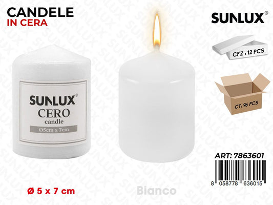 Sunlux Candela Moccolo Bianco D.5*7CM