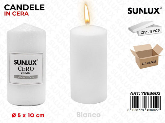 Sunlux Candela Moccolo Bianco D.5*10CM
