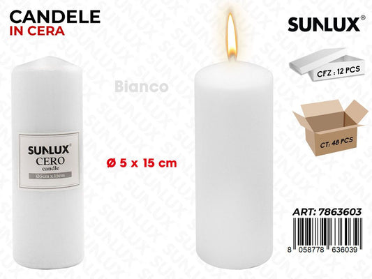 Sunlux Candela Moccolo Bianco D.5*15CM