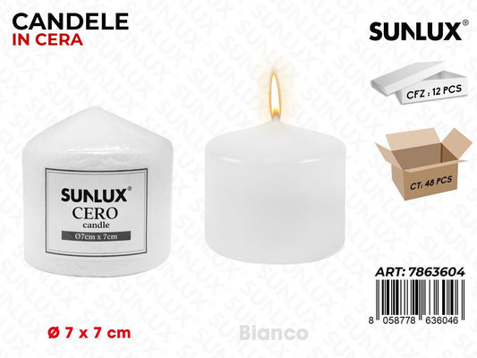 Sunlux Candela Moccolo Bianco D.7*7CM
