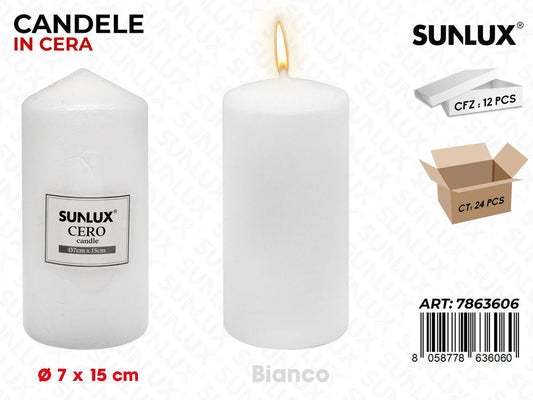 Sunlux Candela Moccolo Bianco D.7*15CM